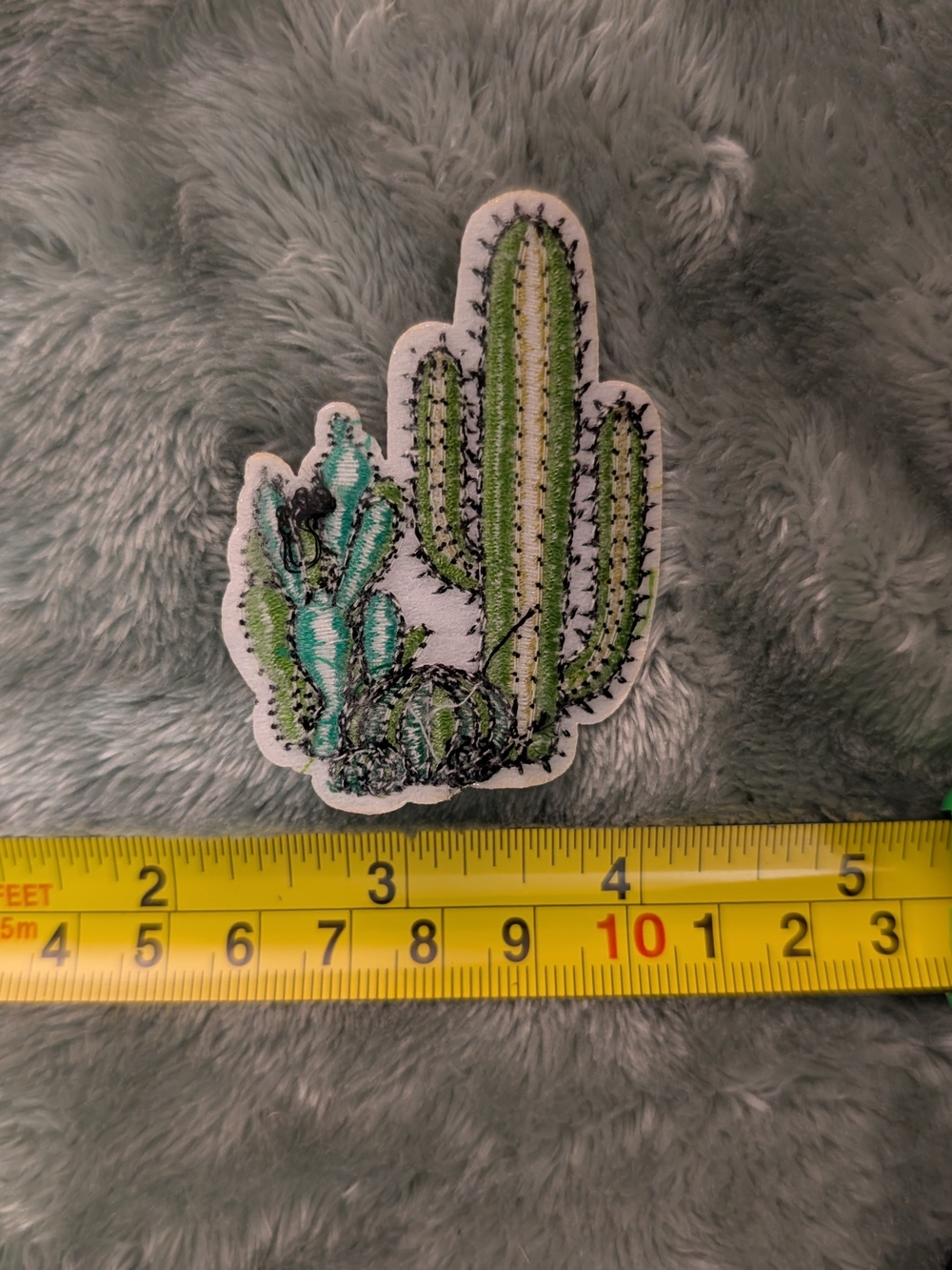 Green Cactus Cluster Decorative Iron On Patch - Home Accents